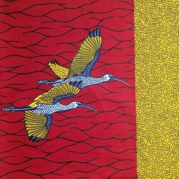 Preview: Afrikanischer Wax Print Stoff Baumwolle YELLOW BIRD